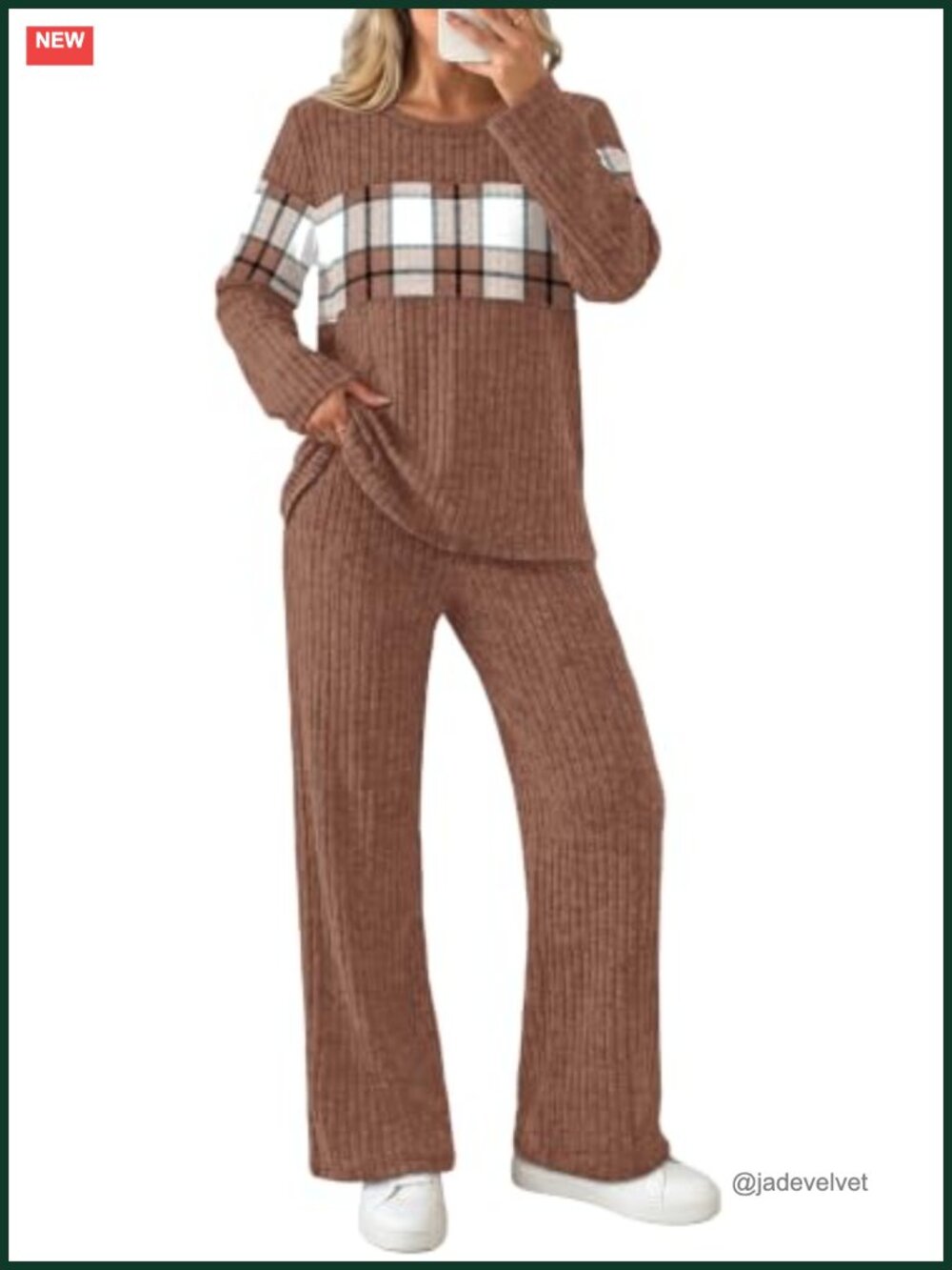 Women's Lounge Wide Leg Pant Set Long Sleeve Two Piece Outfit